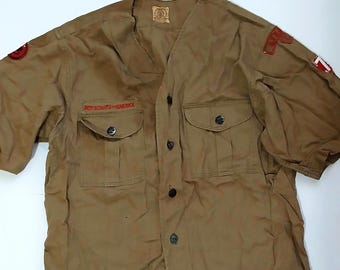 Rare Vintage Adult Boy Scout Shirt, Short Sleeved With Cuffs, Some