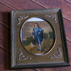 Vintage The Blue Boy Framed Portrait Print Thomas Gainsborough Antique Ornate Wooden Frame Painting Reproduction 1900s