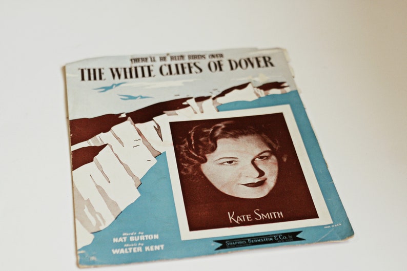 1941 There'll Be Bluebirds Over the White Cliffs of Dover Song Sheet Music Vintage Retro World