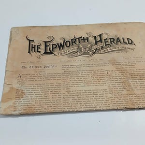 1891 The Epworth Herald Antique Vintage Methodist Newspaper Old Advertisements