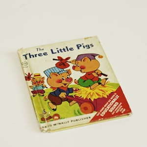 1969 The Three Little Pigs Vintage Retro Randy McNally Elf Books Childrens Kids Hardcover Classic Story Books