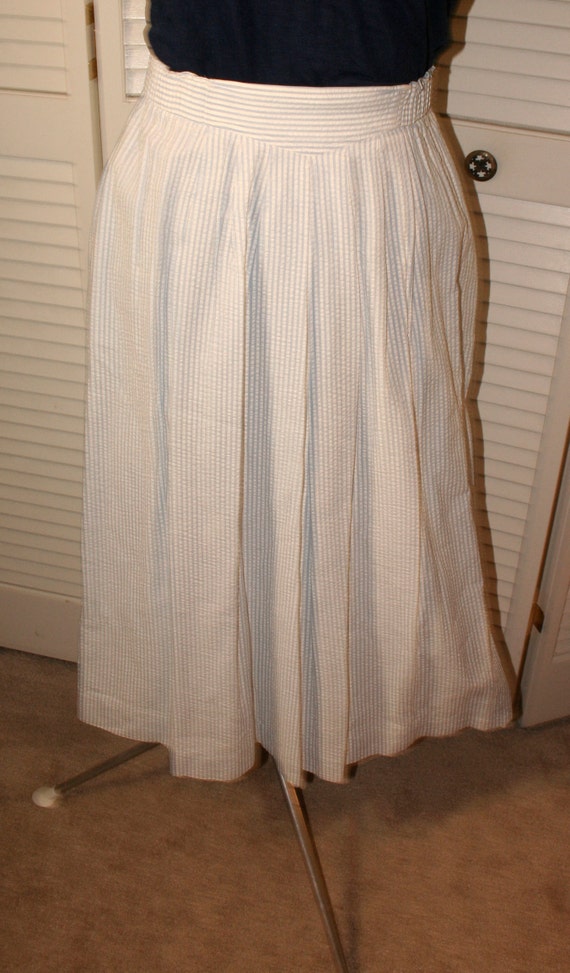 1980s skirt-Boathouse Skirt-Blue&White Striped An… - image 7