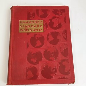 1950s Hammond's Standard World Atlas Vintage Retro Antique Maps Geographic Encyclopedia