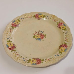 Vintage Chelsea April Flowers China Plate Pink Floral Embossed Rim 1940s Collectible Plate