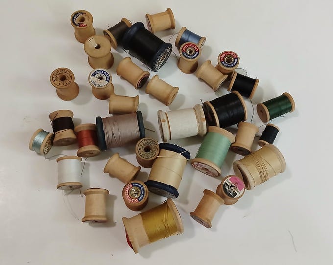 1950s Set of 35 Wooden Thread Spools Sewing Supplies Vintage Retro ...