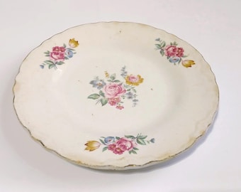 1940s Scio Hazel Rose Floral China Plates Vintage Antique Collectible Plates