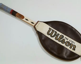 Vintage Jack Kramer Wilson Wooden Tennis Racquet 1970s Retro Sports Equipment with Head Cover