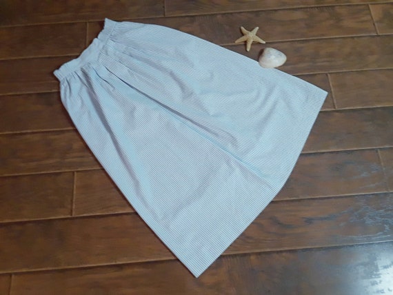 1980s skirt-Boathouse Skirt-Blue&White Striped An… - image 1
