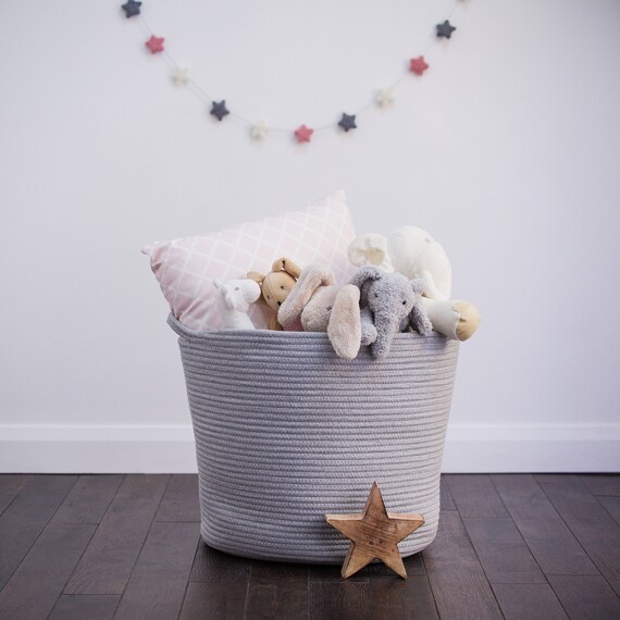 grey toy storage basket