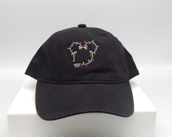 Disney Inspired Mickey Christmas Lights Embroidered Dad Hat