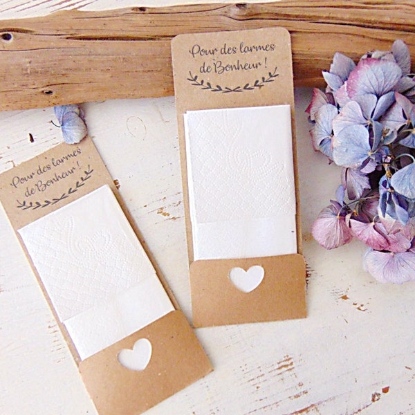 Etui mouchoirs en kraft // Mariage champêtre en carton kraft// Cadeau invité mariage en kraft