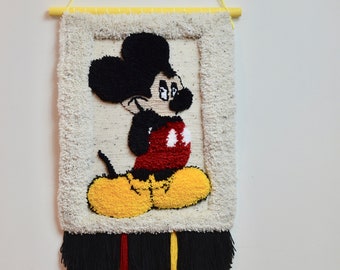 Mickey Mouse wall decor, Woven Wall Hanging, Mickey Mouse Medium Weaving Tapestry, Handmade Art Wall, Wall Weave Hanging