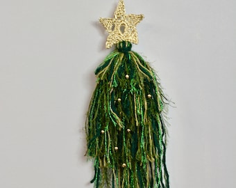 Christmas wall decor, Christmas decor, Christmas tree, Christmas gold star, macrame wall hanging, wall hanging.