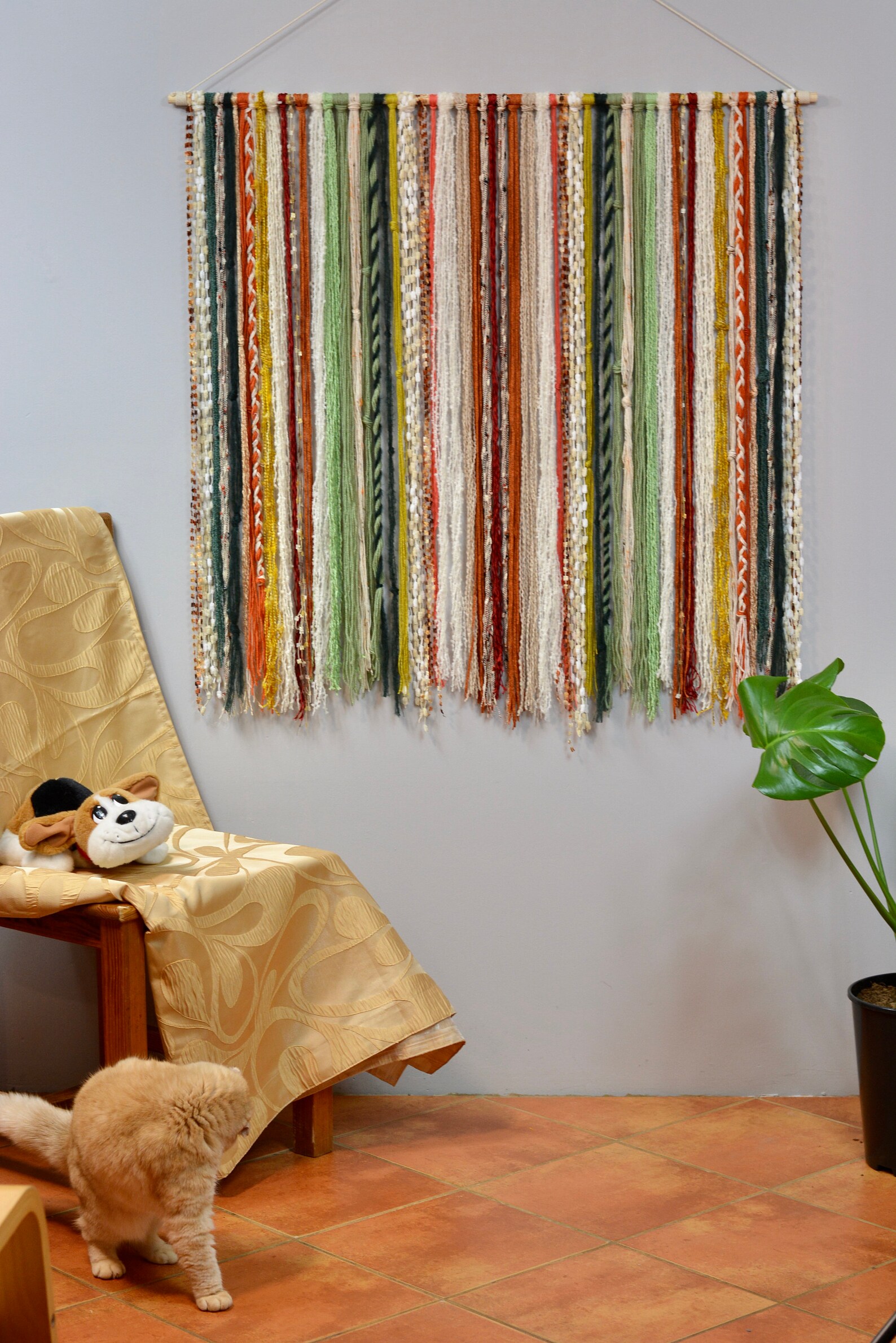 Yarn Wall Hanging Tapestry Bohemian Yarn Tapestry Macrame Wall Etsy