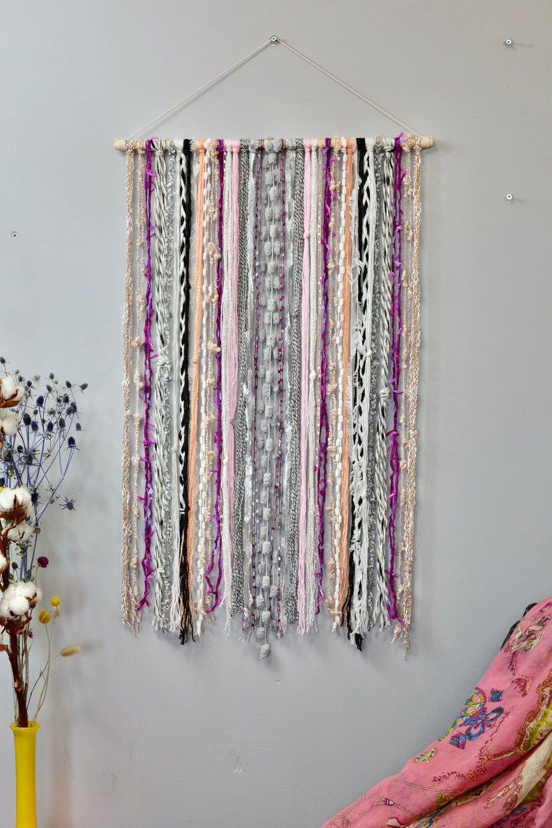 Yarn Tapestry Bohemian Yarn Tapestry Macrame Wall Hanging Etsy