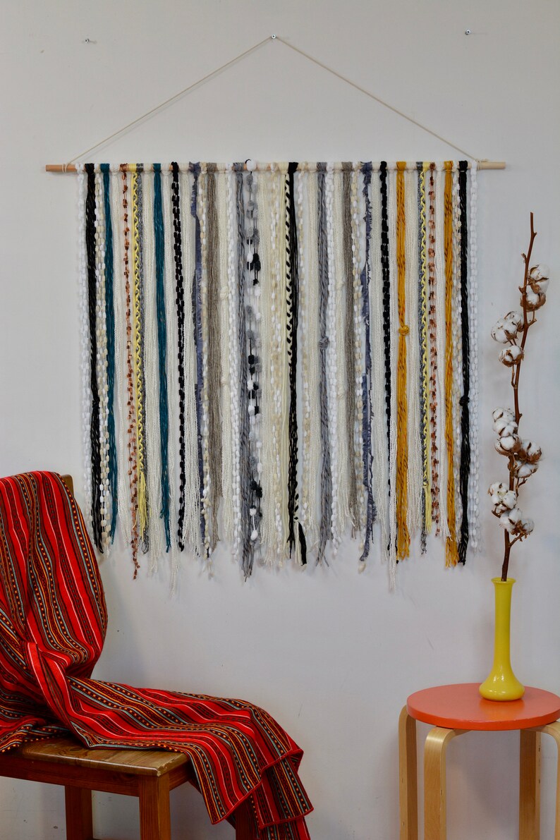 Yarn Wall Hanging Tapestry Bohemian Yarn Tapestry Macrame wall hanging image 1