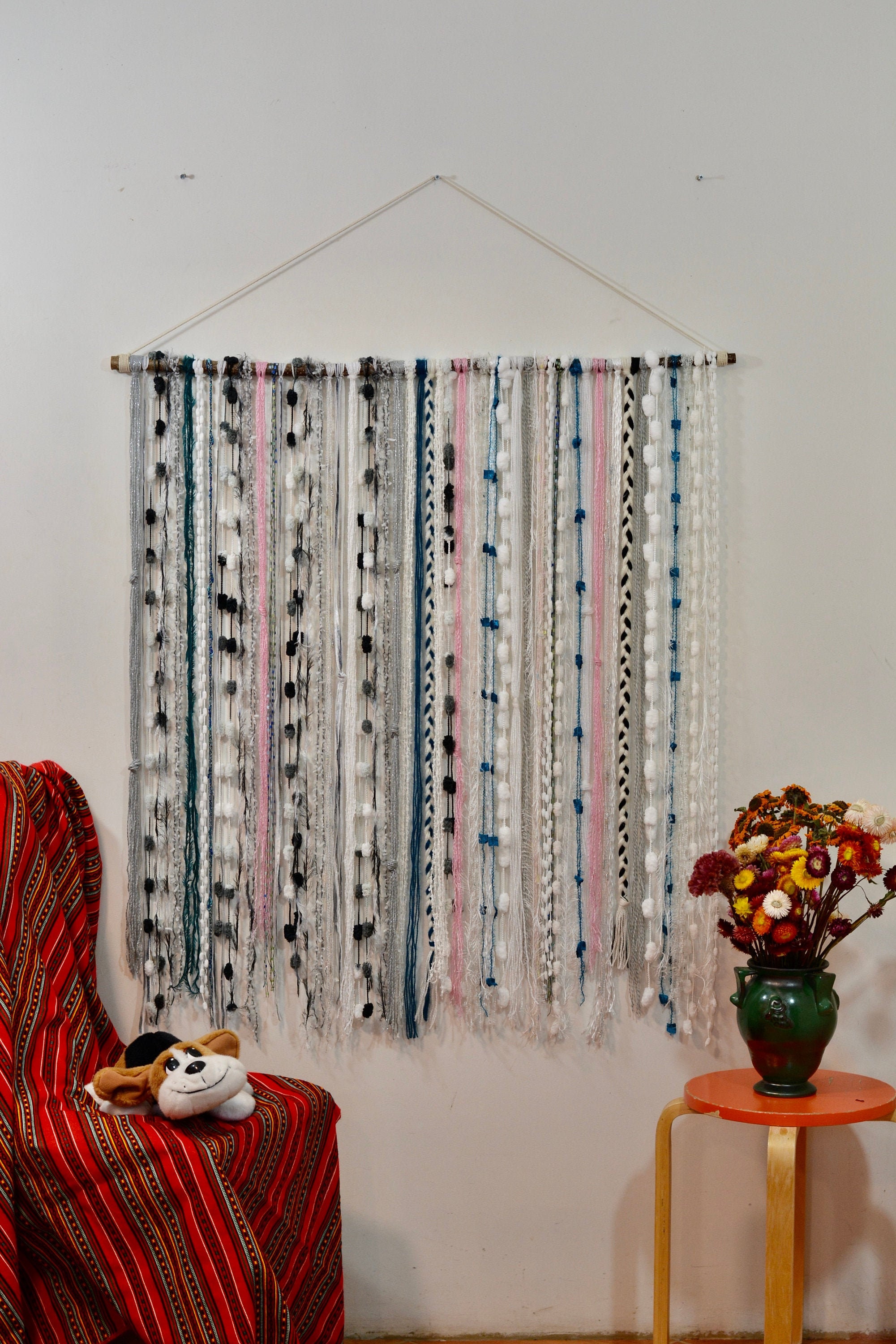 Yarn Tapestry Bohemian Yarn Tapestry Macrame wall hanging Etsy