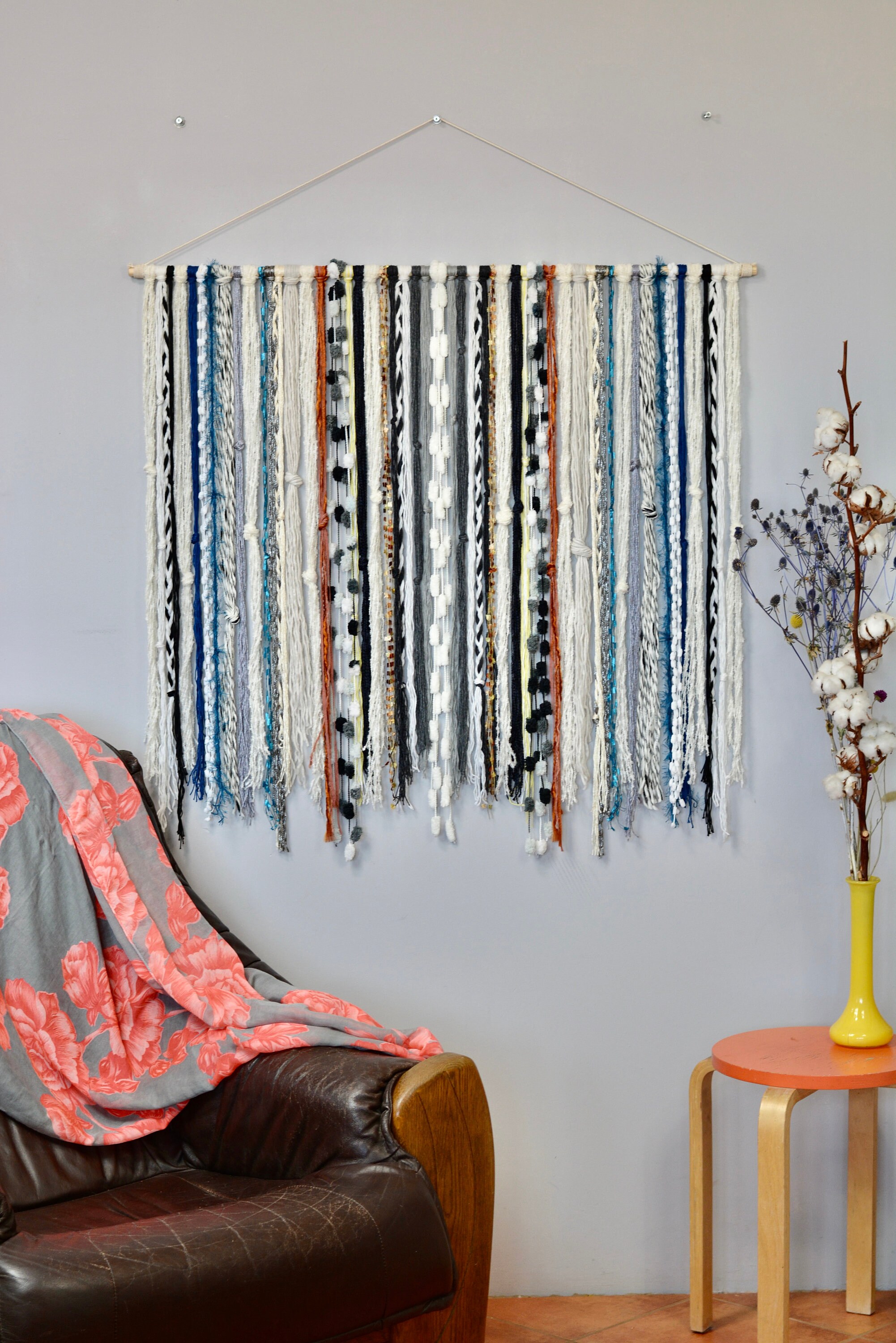 Yarn Wall Hanging Tapestry Bohemian Yarn Tapestry Macrame Wall Etsy