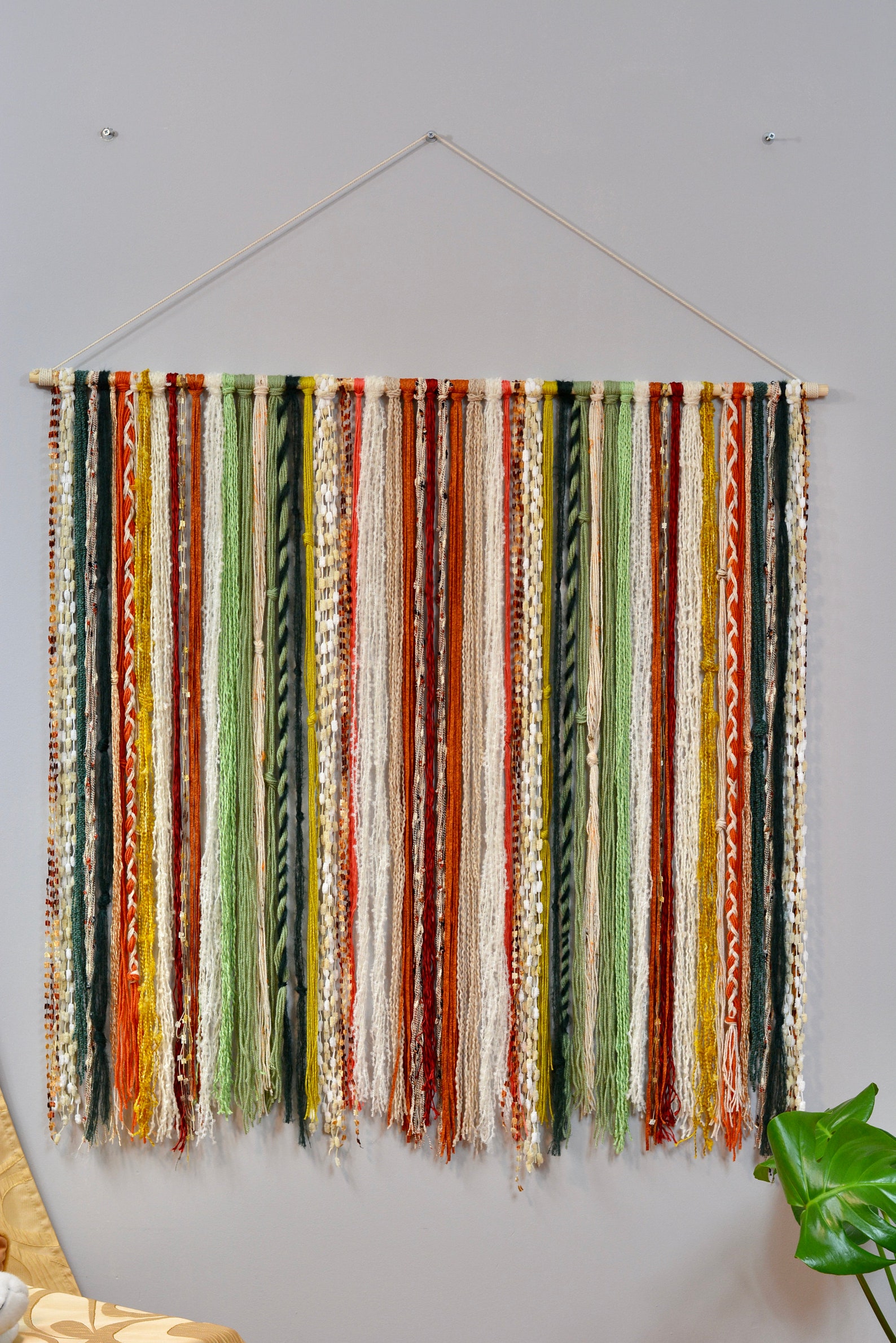 Yarn Wall Hanging Tapestry Bohemian Yarn Tapestry Macrame Wall Etsy