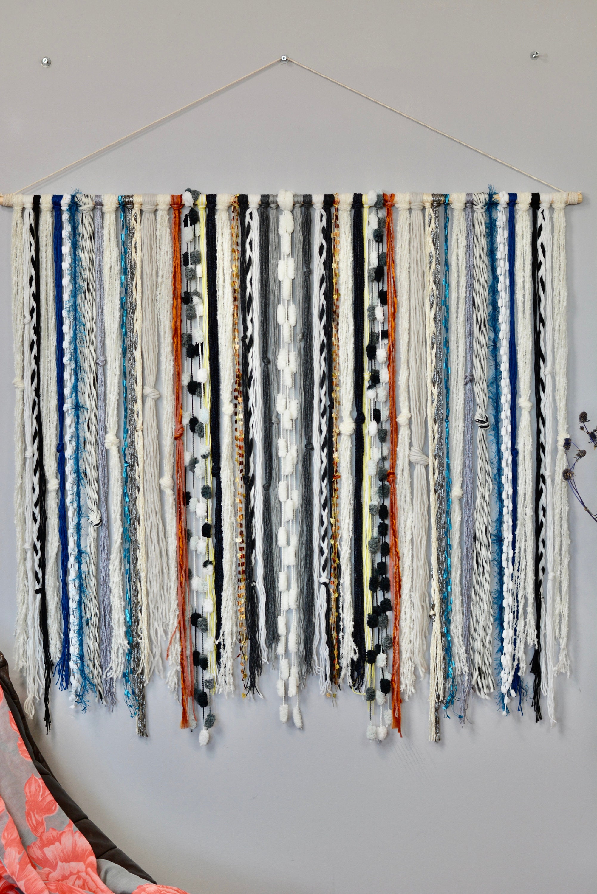 Yarn Wall Hanging Tapestry Bohemian Yarn Tapestry Macrame Wall Etsy