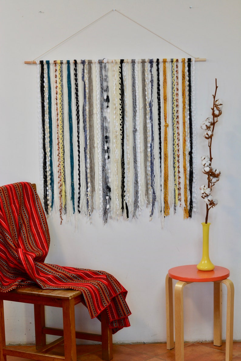 Yarn Wall Hanging Tapestry Bohemian Yarn Tapestry Macrame wall hanging image 3