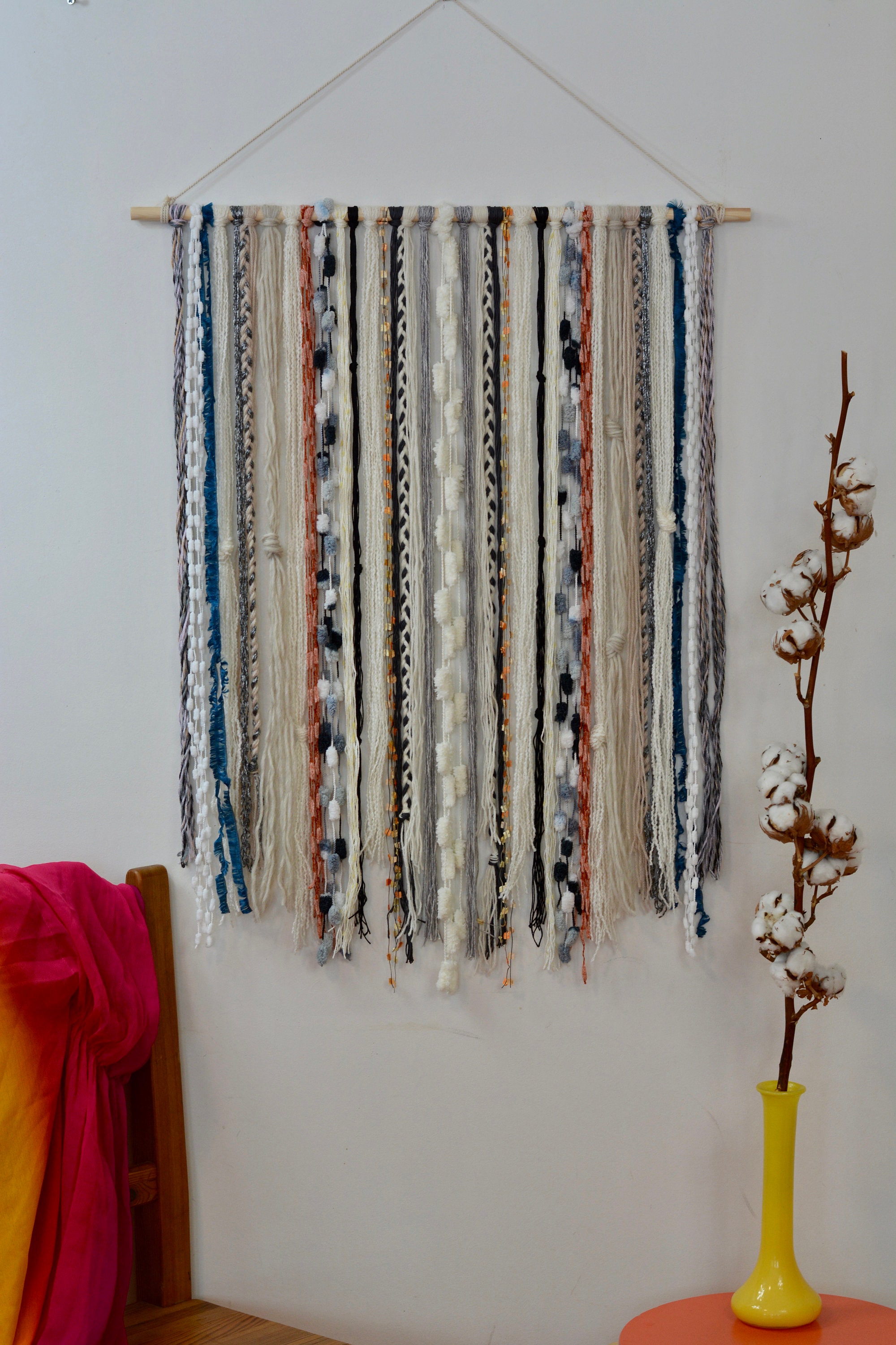 Yarn Tapestry Bohemian Yarn Tapestry Macrame Wall Hanging Etsy