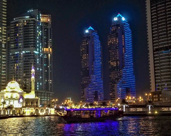 Dubai Marina at Night - Photograph