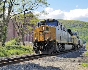 CSX GE ES44AH Leading Freight Train at the U.S. Military Academy, West Point, NY - Photograph