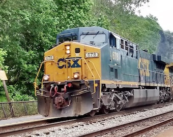 CSX AC60CW Leads a Freight Train - Photograph