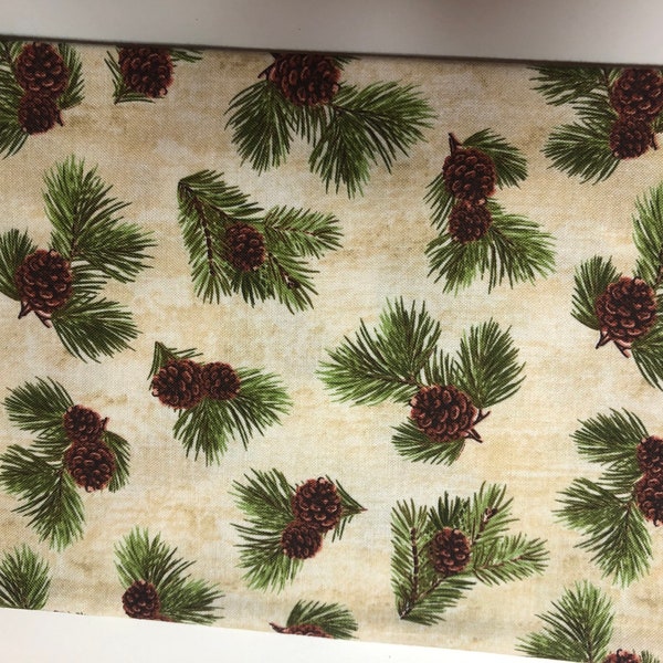 Majestic Outdoors by Riley Blake in Beige with Pinecones