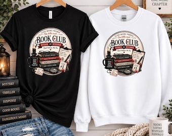 Book club sweatshirt, murder mysteries, Fall Book Lover Shirt, Bookish T-Shirt, Cozy Reader Sweatshirt, Autumn Reading, Book Lover Gift