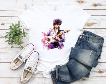 Prince Watercolor T-shirt, Purple Rain, Unisex