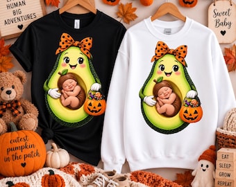 Pregnancy Halloween Shirt, Pregnant Halloween Costume, Avocado Baby Shirt, Mom to Be Halloween Shirt, Cute Maternity Halloween Tee