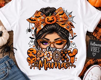 One Spooky Mama Shirt, Halloween Mom T-Shirt, Cute Spooky Mama Tee, Pumpkin Mom Shirt, Halloween Graphic Tee, Fall Mom Shirt