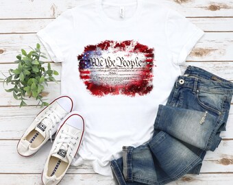 We The People T-Shirt, Patriotic USA Watercolor Design