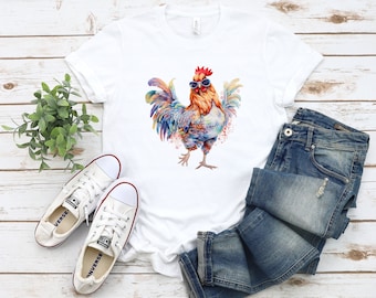 Rooster Graphic T-Shirt, Rock n Roll Chicken