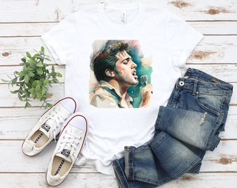 Watercolor Elvis Presley T-shirt, King of Rock and Roll
