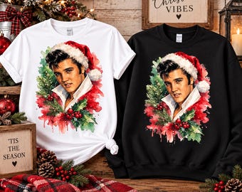 Elvis Christmas T-Shirt, Holiday Rock and Roll, Unisex