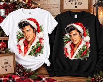 Elvis Christmas T-Shirt, Holiday Rock and Roll, Unisex