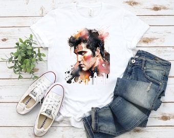 Watercolor Elvis Presley T-shirt, King of Rock and Roll