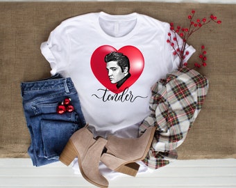 Valentine Elvis T-shirt, Love Me Tender, King of Rock and Roll