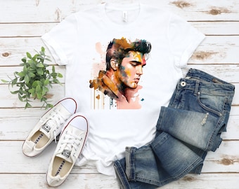 Watercolor Elvis Presley T-shirt, King of Rock and Roll Gift