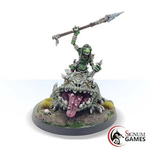 Hobgoblin Miniature Warrior Goblin Mini DnD Dungeons and Dragons, Jizlok the Rampant Spear, Hobgoblin and Mount, Unique Gifts for RPG Gamers