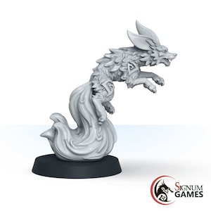 DND Kitsune Minion 32mm 28mm Scale Resin Fantasy Painted Miniature, Chiharu, the Fox Spirit, Fox Minia, 3D Resin Tabletop Accessory Gift