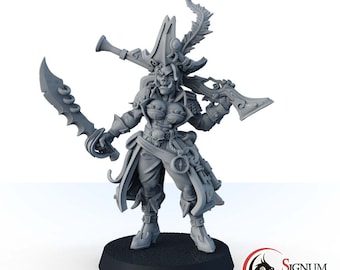 Ork Pirate Marylann, the Seafury Fantasy Miniatures, Orc Pirate Miniature Tabletop Games 32mm, Dungeons and Dragons Miniature Character
