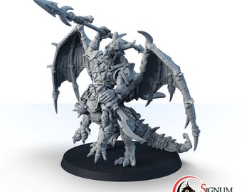 Voshran, the Conqueror of Savages, Draconid Barbarian Fighter Warrior Spear, 28mm 32mm Scale Printed Painted Miniature Tabletop RPG DnD Game
