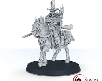 Human Rider Witch Hunter Miniature, Ezekiel, the Night Watch, 32mm 28mm Scale, 3D Printed Painted Mini, Tabletop RPG DnD Character