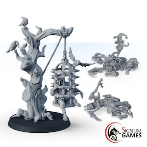 Corpses Dead Body DND set, 3pc Field of Sorrow Kit, 3D Printed Resin Tabletop RPG Miniatures, Dead Lady Warrior, Corpse in Cage figures