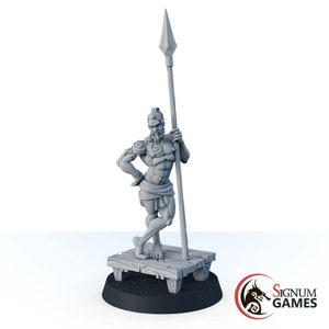 Human Fighter Miniature, 3D Resin Tabletop RPG Miniature 32mm scale, Model with Spear, DnD Human Fighter, 32mm Scale Dungeons and Dragons