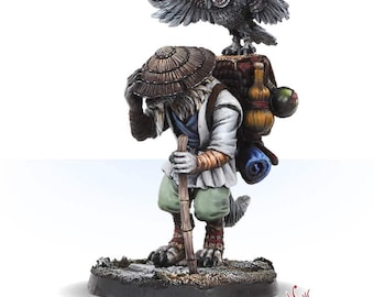 Miniatura fantástica de D&D, Wanderer Hisao, personaje de lobo en miniatura pintado para Dungeons & Dragons, regalo de cumpleaños para amantes de los juegos de mesa, accesorio para juegos de rol y guerra.